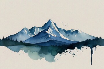 Fototapeta na wymiar Watercolor card with mountains