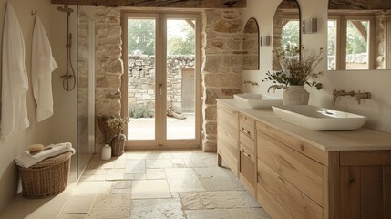 
Modern Bathroom in Old French Farmhouse