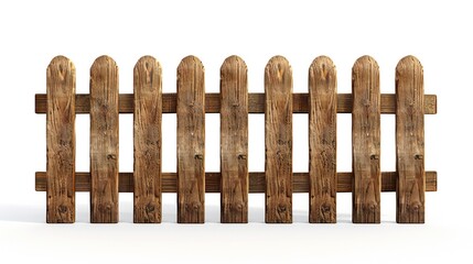Wooden Picket Fence Isolated on White