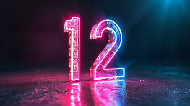 Neon Pink and Blue Number 12