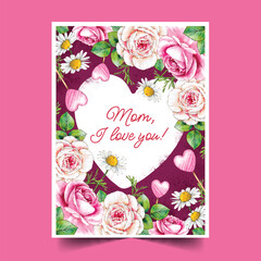 paper style mothers day greeting card template design vector illustration