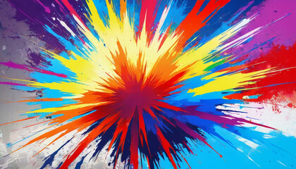Explosion painting depicted in various colors and styles, generative AI.