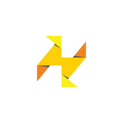 thunder bolt paper fold 3d shadow logo vector