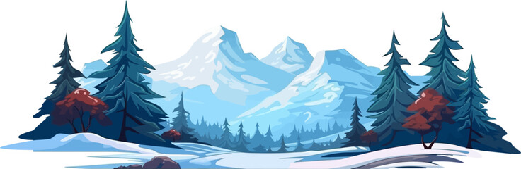 Vector flat mountains landscape. Winter beautiful blue mountains landscape with a forest.	
 - obrazy, fototapety, plakaty