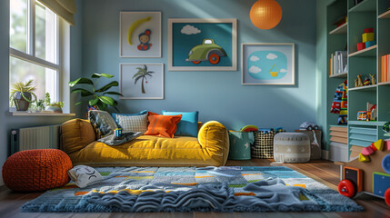 Bright and Cheerful Kids' Room with Toys and Books
