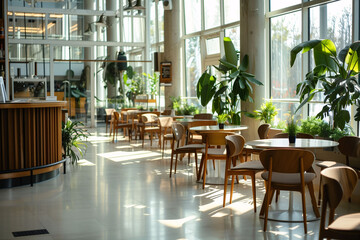 Modern Cafe Interior with Natural Light
