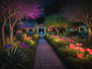 Photograph Of Enchanted Garden With Neon For Cinco De Mayo