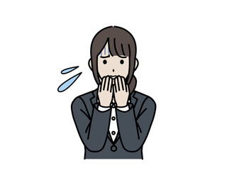 困った表情をした女性会社員のイラスト