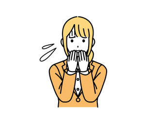 困った表情をした女性会社員のイラスト