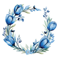 Blue Tulips Wreath Clipart 