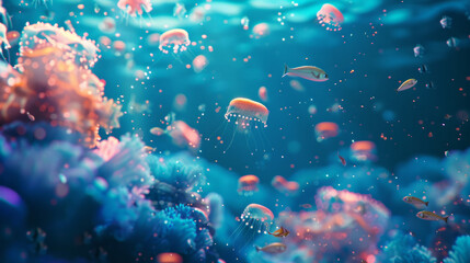 Artificial aquarium, Generative AI - obrazy, fototapety, plakaty