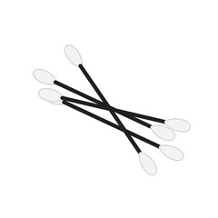 Cotton Swab Icon, Paper Ear Sticks Symbol, Hygiene Buds Sign, Earwax Cleaner Swab Silhouette, Minimal Ear Sticks Icons on White Background, Vector Illustration