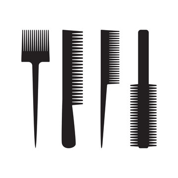 Comb Icon, Barber Symbol, Haircut Logo Silhouette, Hairbrush Sign, Grooming Service Shape, Comb Vector Illustration