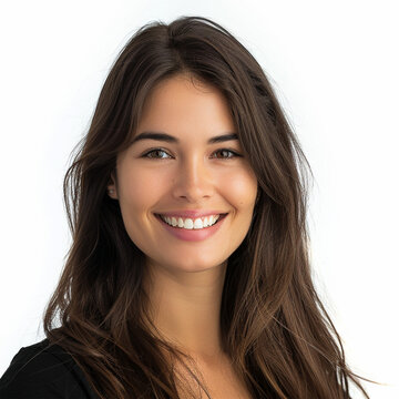 headshot photograph of a smiling woman with long, flowy hair. The background of the photo is white, and she is isolated in the shot.