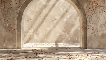 Polished Elegance: Beige Stone Arch Photoshoot Backdrop