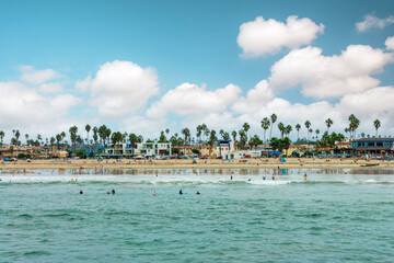 Surfers at Ocean beach in San Diego, Californnia