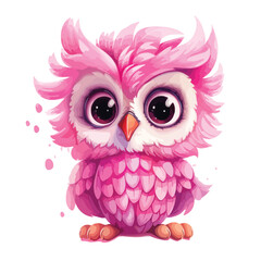 Pink Owl Clipart isolated on white background