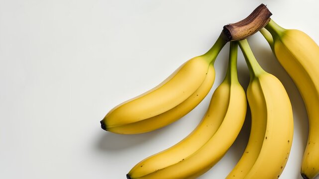 Bananas bunch on white background with text space, ripe yellow banana fruit with copy space, bananes, banane, bananen, kela fruits food 