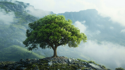 Obraz premium Big tree in the middle of the mountain