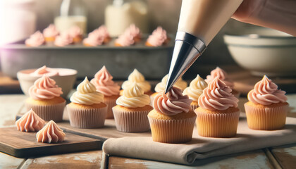 Artisan Baker Adorns Cupcakes with Swirls of Pink Frosting - 763312000