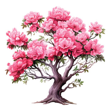 Pink Tree Peony clipart isolated on white background