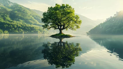 Foto op Canvas Giant tree in the middle of the lake © Itsaraporn