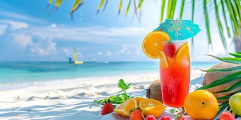 Exotic summer cocktails on the beach