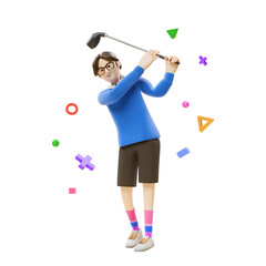 girl playing golf 3d illustration