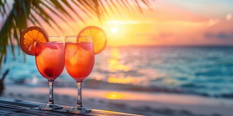 Exotic summer cocktails on the beach