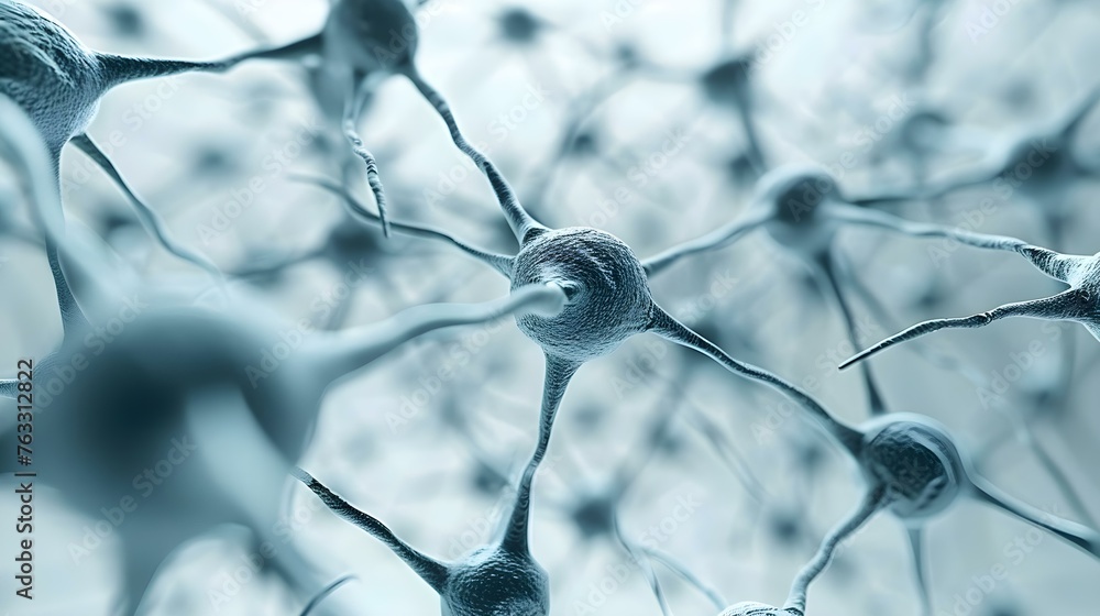 Poster exploring the intricate connections of a neural network on a white background. concept artificial in