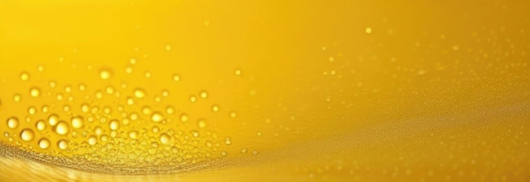 Glass of yellow beer on yellow background. Banner. Cope space. Place for text.