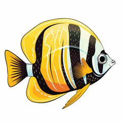 Raccoon Butterflyfish clipart isolated on white background