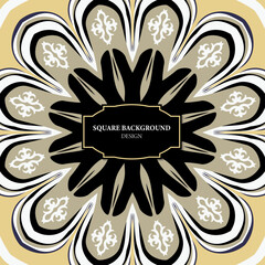 Workpiece for your design. Decorative with asian ornamental elements and motifs of Kazakh, Kyrgyz, Uzbek, national Asian decor for round plate, textile and print design. 