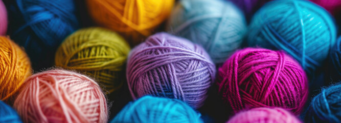 Close up of many yarn balls
