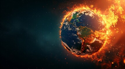 Obraz premium Burning Planet Earth represents climate change