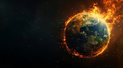 Burning Planet Earth represents climate change