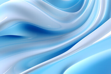 Fototapeta premium Fluid waves in light blue color, abstract background with liquid wave