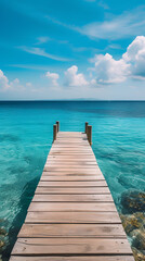 Fototapeta premium Idyllic Natural Stage Pier Surrounded by Gorgeous Turquoise Waters