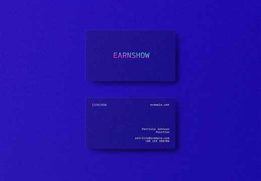 Blue Gradient Pressed Business Card Logo Effect Mockup Template