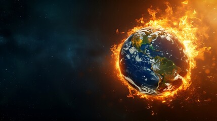 Obraz na płótnie Canvas Burning Planet Earth represents climate change