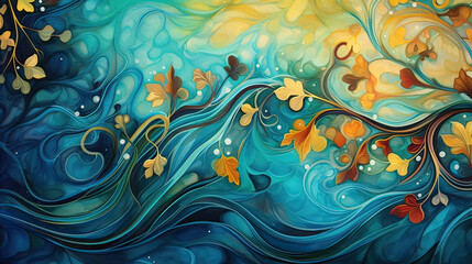 Fototapeta na wymiar Whimsical Submerged Swirls in Abstract Bliss Background Ai Generative