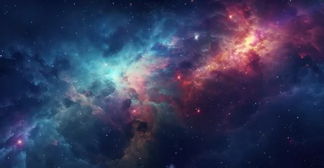 Poster colourful nebula galaxy star universe abstract. © Eyepain