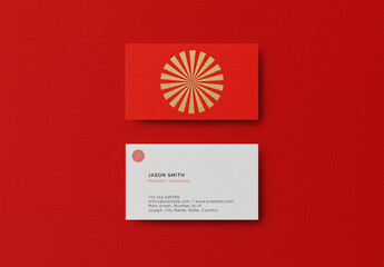 Red White Gold Business Card Logo Effect Mockup Template