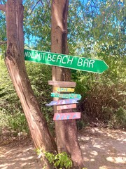 Beach bar sign in Reggae beach St Kitts & Nevis