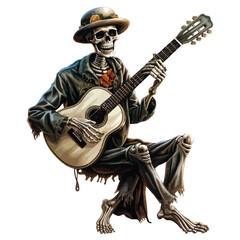 Skeleton playing Guitar clipart clipart isolated on white
