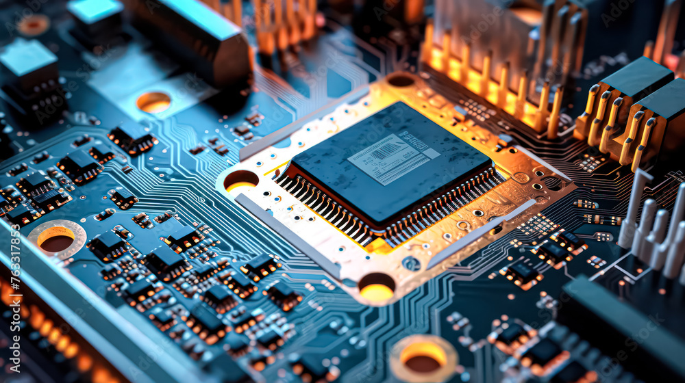 Poster close up view of a cpu chip