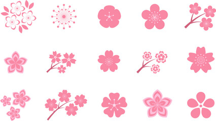 Fototapeta na wymiar Pink Japanese cherry blossoms vector icon. Spring Flowers, plants, spring, cute, etc.