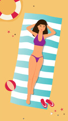 Summer holidays vector illustration,flat design beach