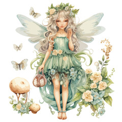 Spring Fairy Clipart isolated on white background