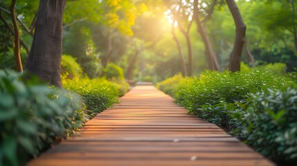 Obraz premium Landscape of timber pathway with the changing environment